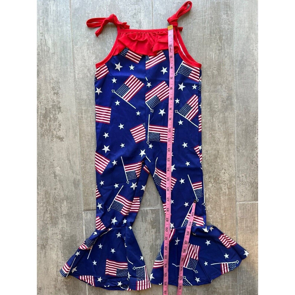 Los Angeles Boutique One Piece Romper Jumpsuit 4th of July Flag Outfit NEW 2T - Picture 5 of 7